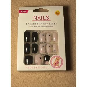 48 pcs press on toe and nails